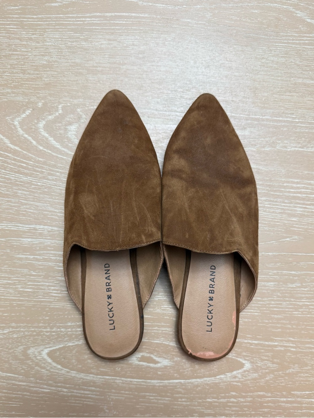 Lucky Brand Women’s Brown Suede Pointed-Toe Mules